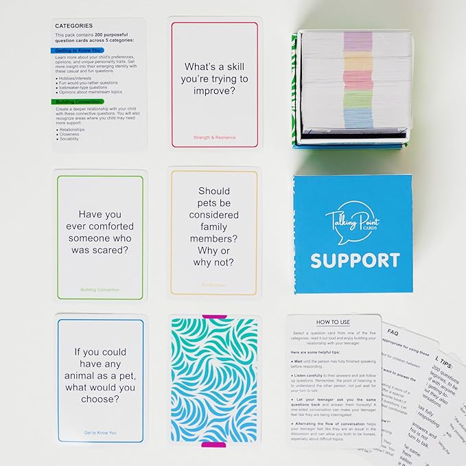 200 Safe, Trauma-Informed Conversation Starter Cards for Stronger Families - Build Support, Trust and Connection While Promoting A Sense of Safety - Parents Adults Children's Therapy Icebreaker Game