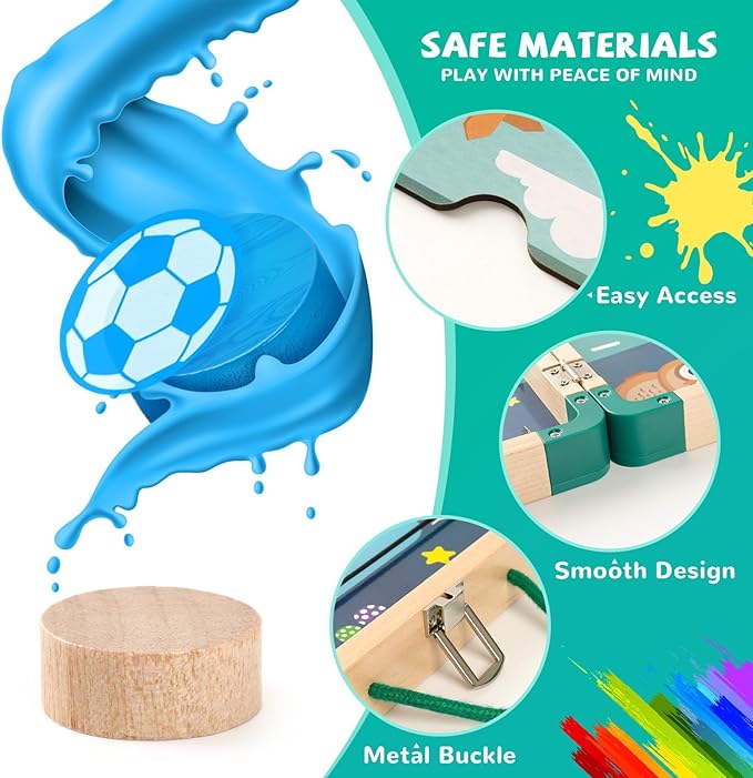 14-in-1 Wooden Fast Foldable Sling Puck Set for Kids and Adults, Multi-Game Combo with Snakes and Ladders, Bowling and More, Portable Travel Games Set, Interactive Families Toys