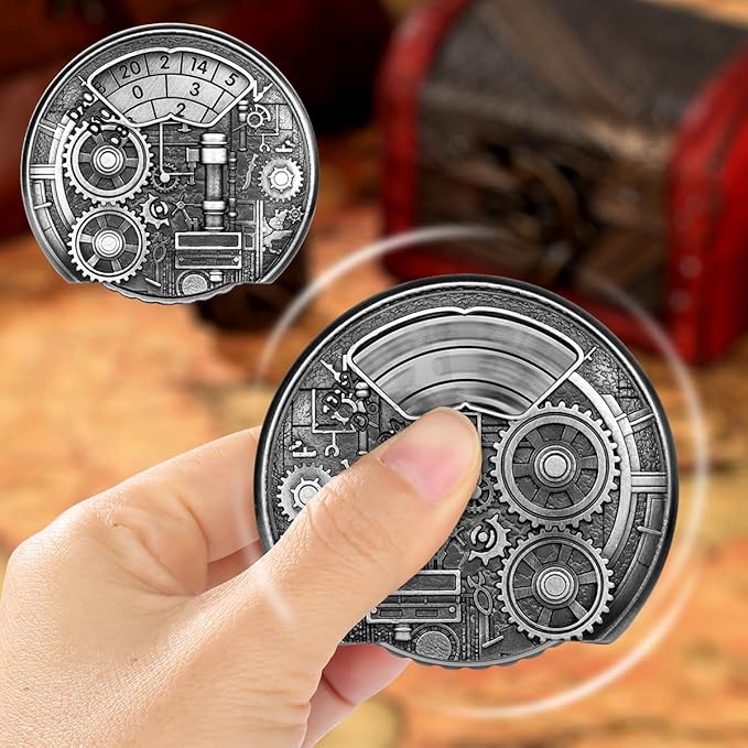 Spinner DND Dice Set, 7-in-1 Fingertip Gyro Metallic DND Dice, DND Starter Set, Dungeon Gears Dice Spinner for DND Dice Set, D&D Gifts with Gift Box, Role Playing Game Board Game Accessories, Silver