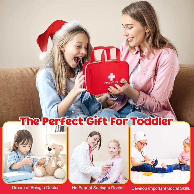 Doctor Kit for Kids, 36 Pcs Pretend Kids Doctor Playset kit for Toddlers 3-5 with Medical Bag & Real Stethoscope ,toddler doctor play set for Boys and Girls Fun Role Playing Game Doctor Play Gift