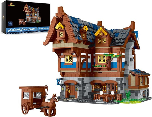 JMBricklayer Medieval 30108 House Building Sets for Adults - Creative Tavern Medieval Castle Construction Toys, Collectible Display Model Kits, Office or Room Decor Gifts for Girls Boys