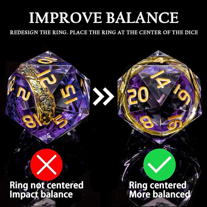 Magic Golden Ring DND Dice Set Sharp Edge Red Resin Dice with Box, for use with RPG D&D Tabletop Games Lord D and D Polyhedral Dice Set