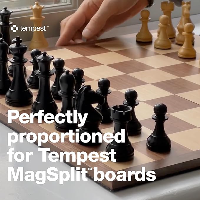 TEMPEST London 2013 Chess Ensemble (Without Clock) :: Wooden Chess Set + Hardwood Portable Chess Board + Weatherproof Carry-All Bag + Lacquer Storage Box + Scorebook