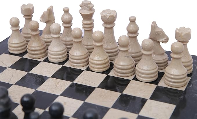 Handmade Marble Chess Set - Black & Verona (12 x 12 Inches) - Chess Sets for Adults - Premium Quality Chess Boards - Fancy Chess Boards