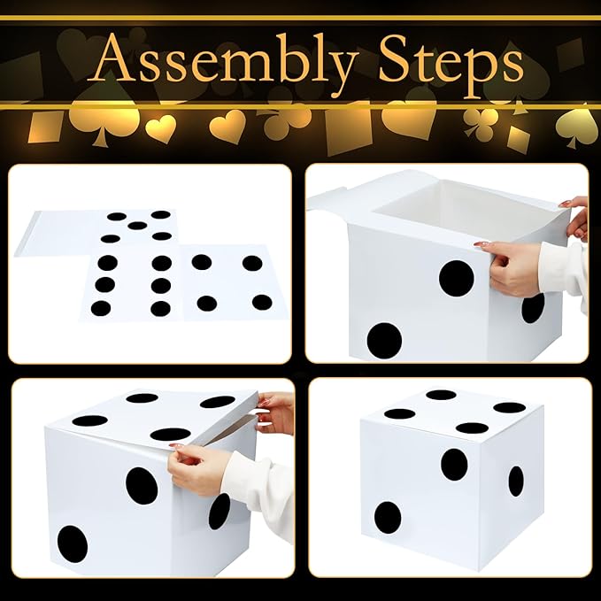 16PCS Large Casino Dice Boxes 11 Inch Casino Theme Party Decoration Jumbo Giant Dice Favor Boxes Bulk for Board Game Night Table Centerpiece Las Vegas Graduation Prom Birthday Party Supply, Multicolor