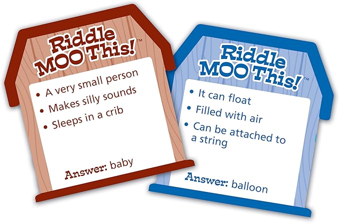 Learning Resources Riddle Moo This - A Silly Riddle Word Game, 150 Cards, 4 Buzzers, Ages 5+, Multi Color (LER3772)