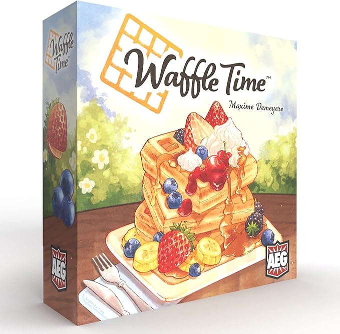 AEG Waffle Time | Draft Fruit Toppings & Whipped Cream, Create Patterns Spread Syrup | Abstract Strategy Breakfast Board Game | 1-4 Players | Ages 10+