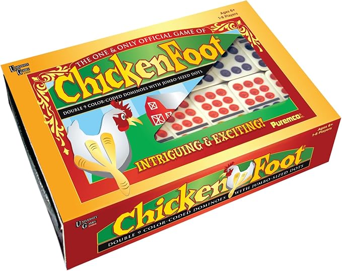 University Games, ChickenFoot Double 9 Color Dot Professional Size Dominoes for 1 to 8 Players Ages 6 and up