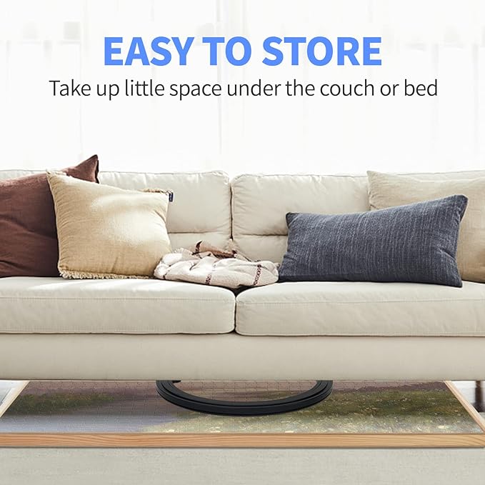 WOOD CITY Puzzle Board, 1000 Piece Wooden Jigsaw Puzzle Board with Drawers, 30” x 22” Portable Puzzle Table with Covers and Lazy Susan, Rotating Jigsaw Puzzle Table for Kids and Adults