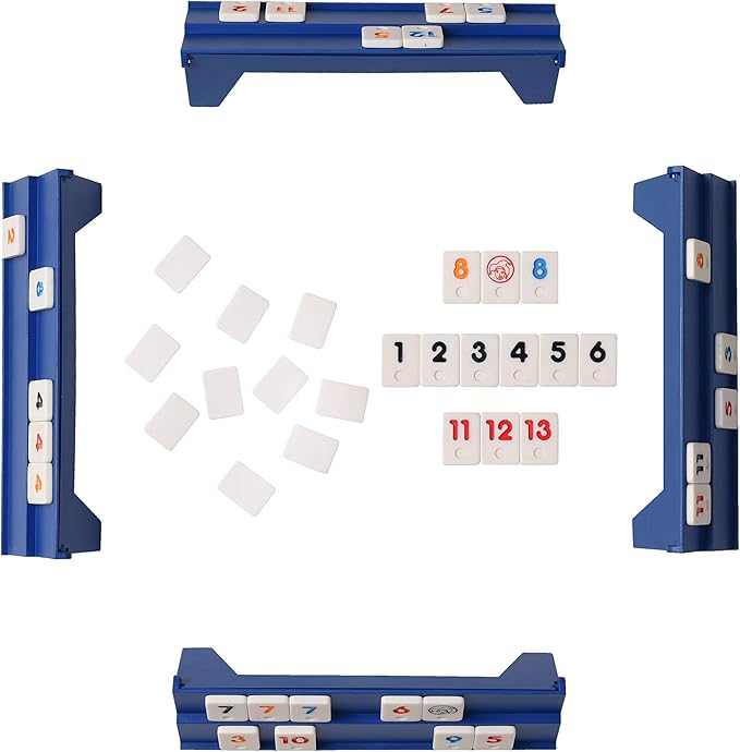 Point Games Classic Mini Rummy Game Set with 4 Exclusive Folding Playing Racks in Super Durable Travel Bag, for 2-4 Players Great Gift for Adults and Kids