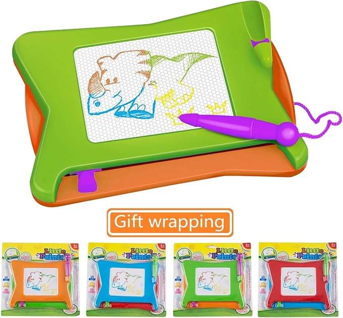 16pc Mini Magnetic Drawing Board, 4-Colors Travel Size Erasable Doodle Magna Board Toy, Small Writing Painting Sketching Pad, Educational Learning and Classroom Prizes for Toddler Boy Girl Kids Child