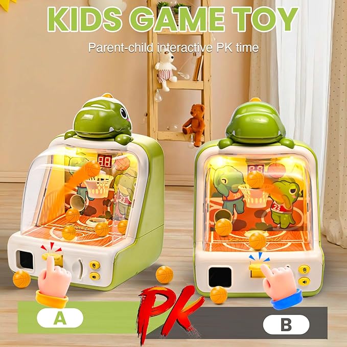Tabletop Basketball Game for Kids,Basketball Shooting Game,Dinosaur Desktop Games Interactive Coin-Op Arcade Electronic Toys for Toddler Light&Sound Indoor Sports Toy Birthday Gifts for Boys Girls 3+