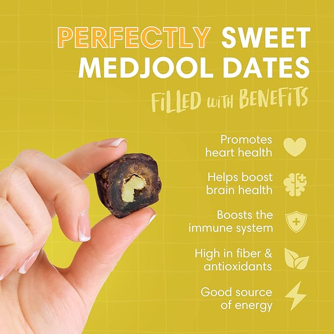 Dorrel Belgian Dark Chocolate Covered Medjool Dates Stuffed with Salted Almonds, Nutritious and Tasty Dark Chocolate Almond with Sea Salt, High-Energy Snack, Non-GMO, Kosher,