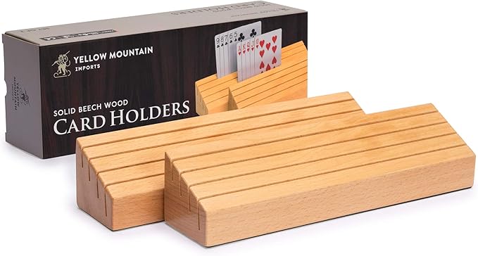 Yellow Mountain Imports Solid Beechwood Playing Card Holders - Set of 2