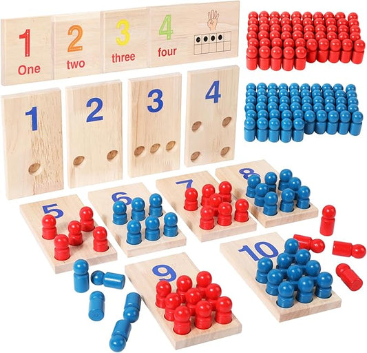Counting Peg Boards, Toddlers Wooden Counting Number Math Learning Toy with 110 Pegs, Montessori Math Manipulatives Materials for Kids 3 4 5 6 Years Old, Educational Kindergarten Learning Activities