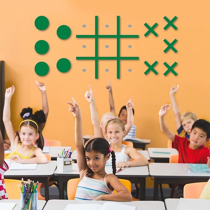 Magnetic Tic Tac Toe Wall-Mount Game,Game Room Decor,Playroom Decor,Hallway Decor, Modern Wall Decals for Kids Room,Classroom&Offices,Best Gift for Family, Friends (Green)