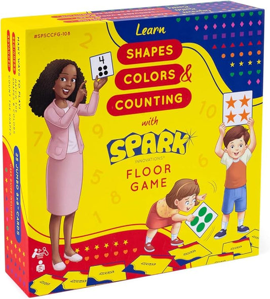 SPARK INNOVATIONS Shapes, Colors, Counting Floor Game, Large Flash Cards and Kids Game, Educational Learning Materials for Children, Matching Cards Toddler Games