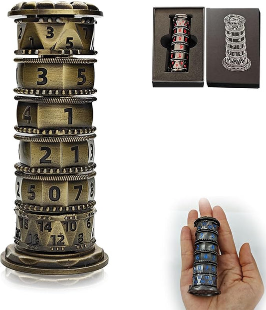 Dragonstone Keep Roulette Dice Spinner for DND Dice Set, 7-in-1 Dragon Metallic D&D Dice with Gift Case for Dungeons and Dragon Game, RPG Role Playing Table Game Gifts (Black-Gold)