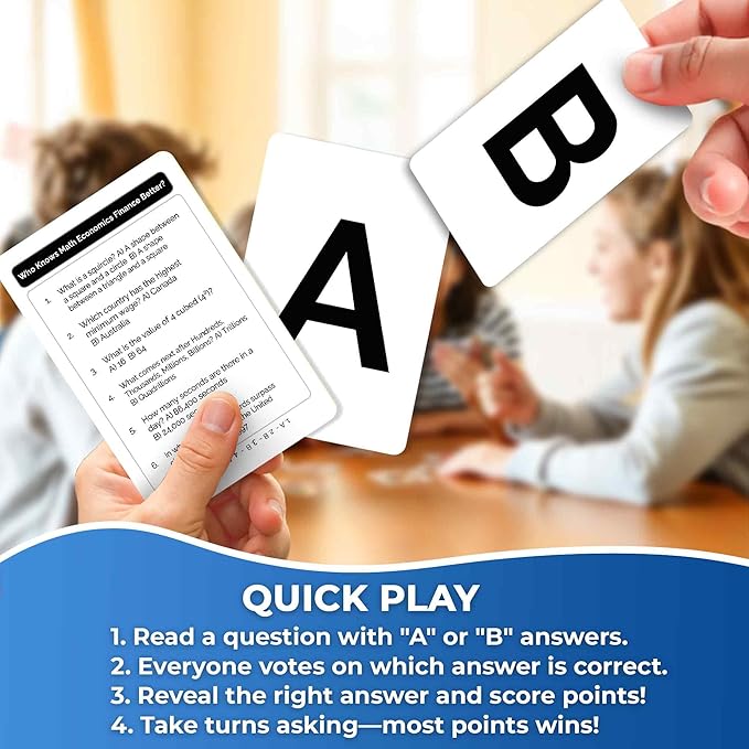 QUOKKA Board Games for Kids 8-12 and Family - STEM Card Game for Kids Age 12+ - Who Knows Math Finance Economics Better? - Educational Quiz with 500+ Questions - Great for Learning and Game Night