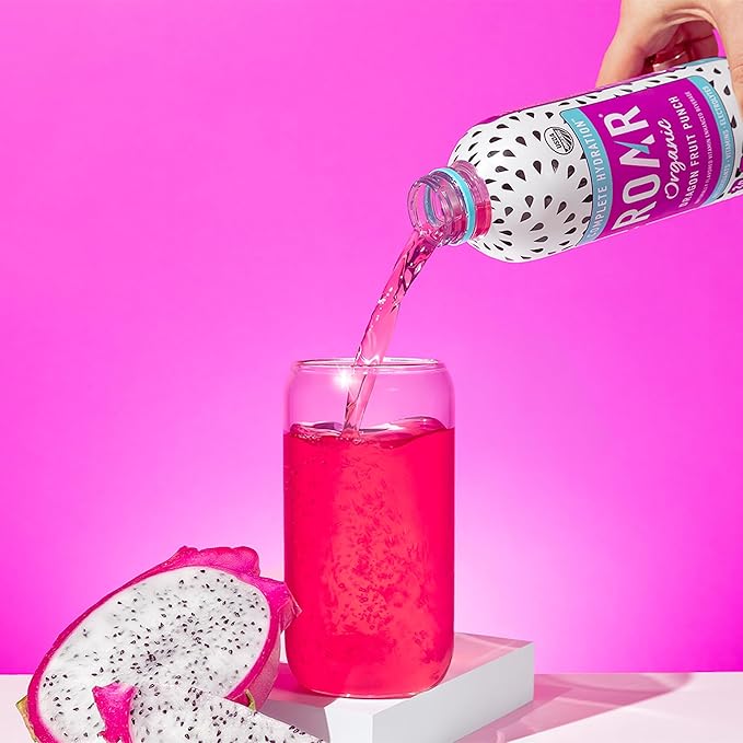 Roar Complete Hydration Organic - Electrolyte Drinks Loaded with Vitamins C, B5, B12 - Non-GMO, Gluten-Free - Dragonfruit Punch - 12 pc