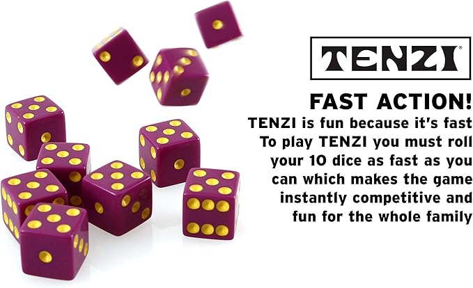 TENZI Party Pack Dice Game - A Fun, Fast Frenzy for The Whole Family - 6 Sets of 10 Colored Dice with Storage Case - Colors May Vary
