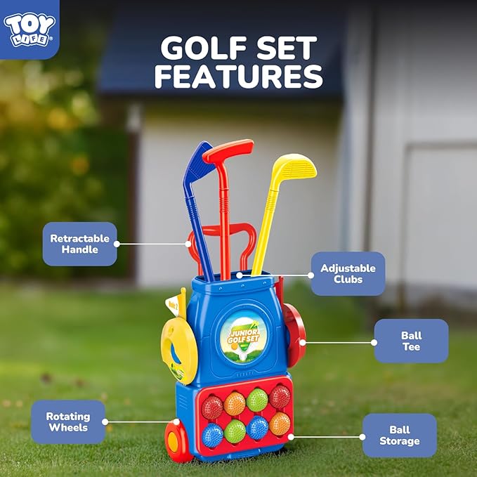 TOY Life Kids Golf Clubs Set 3-5 Toddler Golf Set for Age 5-8, Indoor and Outdoor Golf Toys Birthday Gift