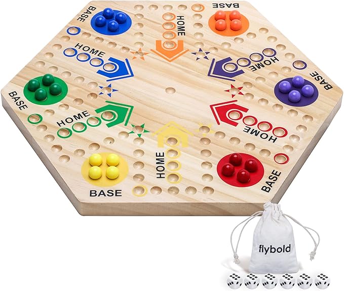 Flybold Wooden Game Set - 6 x 10 x 6 Inches - Family-Friendly Game for Kids and Adults - Board Games for Adults for Indoor/Outdoor Fun, BBQs, Parties, and Picnics