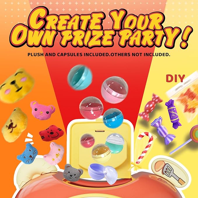 Claw Machine for Kids, Cute Vending Machine for Age 5+, Bear Fun Toy with Prizes Plush and Capsule Inside for Girls, Birthday Party Gifts Provides Hours of Fun for Kids
