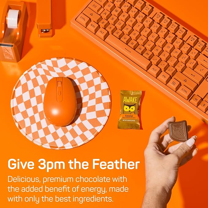 AWAKE - Caffeinated Chocolate Bites - USA Variety Pack (3 Flavors) 50 Bites - Peanut Butter, Milk Chocolate, & Caramel - 50mg Caffeine - Coffee Alternative - Fairtrade - Gluten-Free - Non GMO - 0.48oz