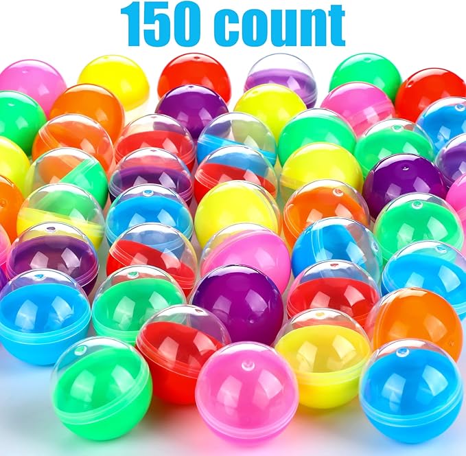 Sosation 150 Pcs 1.77 Inch Gumball Vending Machine Capsules Empty Round Capsules Plastic Containers Toy Supplies for Prizes Party Favors