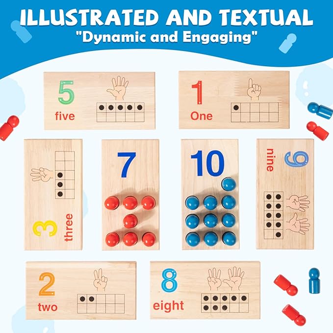 Counting Peg Boards, Toddlers Wooden Counting Number Math Learning Toy with 110 Pegs, Montessori Math Manipulatives Materials for Kids 3 4 5 6 Years Old, Educational Kindergarten Learning Activities