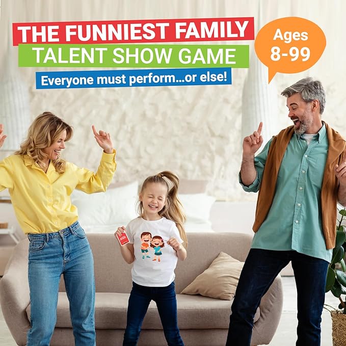 ThinkPsych Talent Jam - Hilarious Talent Show & Charades Game - Fun Family Games for Kids and Adults - Family Game Night for Teens