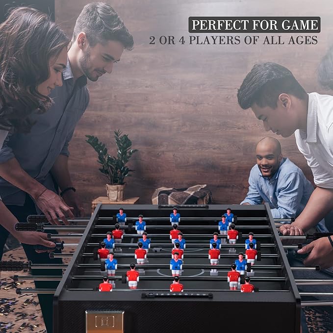 48in Foosball Table, Competition Sized Soccer Table w/ 2 Balls, 2 Cup Holders 2x4ft for Kids, Adults, Suit for 4 Players, Football Table for Home, Game Room, Arcade
