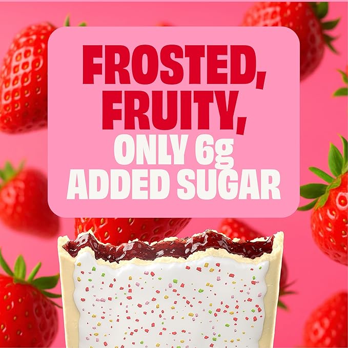 Smart Tart Toaster Pastries Frosted Strawberry - Low Sugar Snacks, Healthy Breakfast Pastry, On the Go Snack, Real Fruit Filling - Only 6g Added Sugar - 12 Count