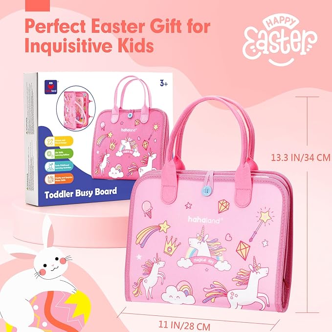 hahaland Busy Book for Toddlers Boys Girls Montessori Toys for 3+ Year Old Preschool Educational Learning Activities Toddler Travel Toys for Ages 2-4 with Life Skill Number Color Weather