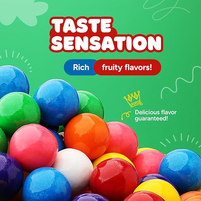Gumballs for Gumball Machine - 1 Inch Large Gumballs - Assorted Fruit Flavored Bubble Gum for Kids - Sweet Gum Balls in Bulk 3.8 Lb