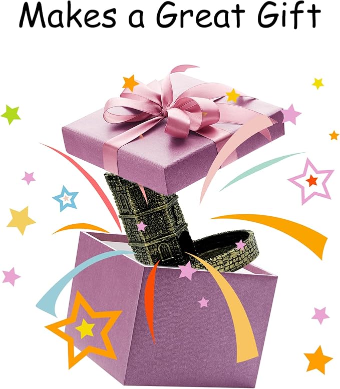 D&D Dice Tower with Tray, Castle Wall Carving DND Dice Rolling Tray for Dungeons and Dragons | Easy Roller Perfect for Board Game, D&D and RPG, (Ancient Golden)