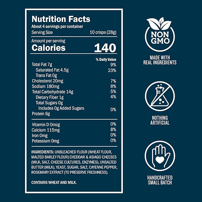 John Wm. Macy - Asiago & Cheddar CheeseCrisps - Hand Crafted, Non GMO, and Nothing Artificial - Made with Real Cheese - 4.5 oz. Cartons - 3 Pack