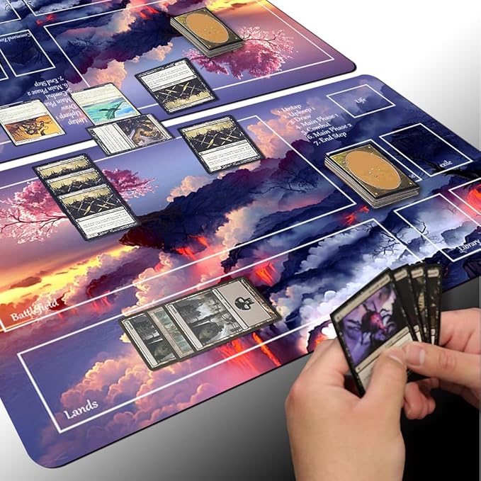 Board Game MTG Playmat Games Size 60X35 cm CCG Compatible for TCG RPG CCG Play mats (Pink Tree-Zone)