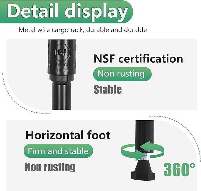 BestOffice Garage Shelving 5 Tier Metal Storage Shelves 750lbs Weight Capacity Heavy Duty Wire Shelving NSF Certified Utility Shelves with Leveling Feet for Garage Home Office, Black