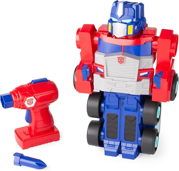 Transformers Optimus Prime Building Toys - STEM Toys Including Toy Electric Drill and AA Batteries - Transformers Toys - Robot Building Toys Ages 18 Months and Up