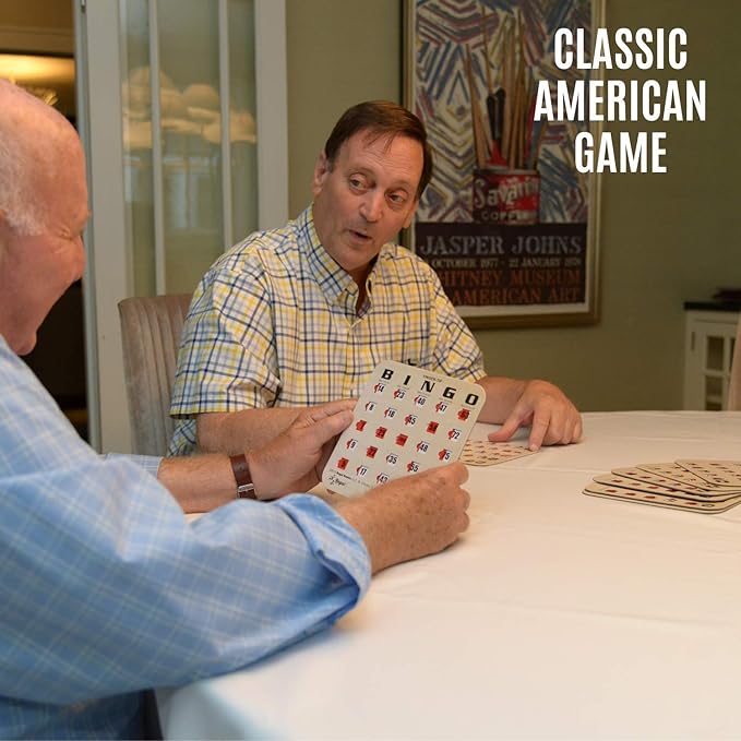 Regal Bingo 25 Bingo Cards with Sliding Windows, Bingo Calling Cards Deck & Master Board Bulk Kit - Reusable Bingo Game Set for Adults & Seniors Large Group - (Standart, Woodgrain)