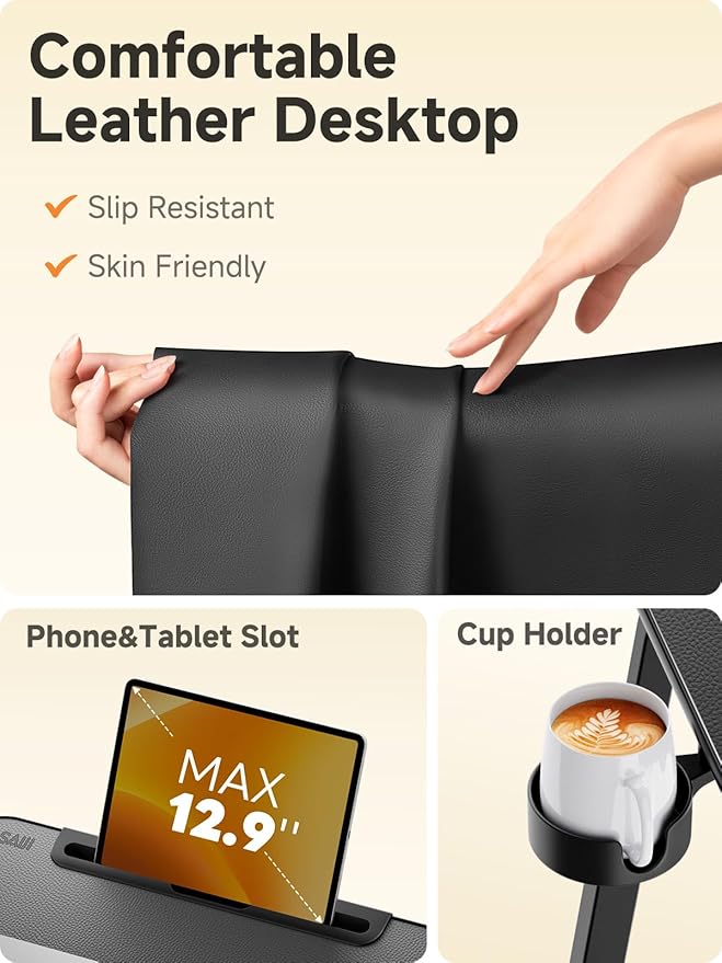 SAIJI TV Tray Table - Heavy Duty Extra Large TV Trays, Upgraded Dinner Trays for Eating on Couch, Tilt & Height Adjustable Snack Table Laptop Desk for Sofa, Bedside and Recliner