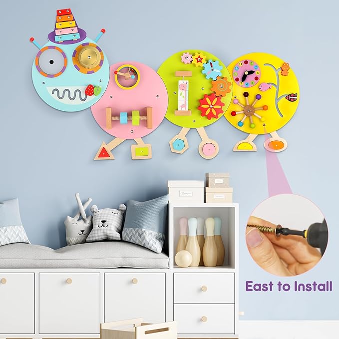 Activity Wall Busy Board: Montessori Sensory Wall Panles Caterpillar Learning Activity Panels (Caterpillar A)
