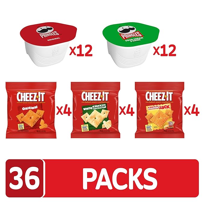 Cheez-It and Pringles Variety Pack, Lunch Snacks, Kids Snacks, Variety Pack (36 Packs)