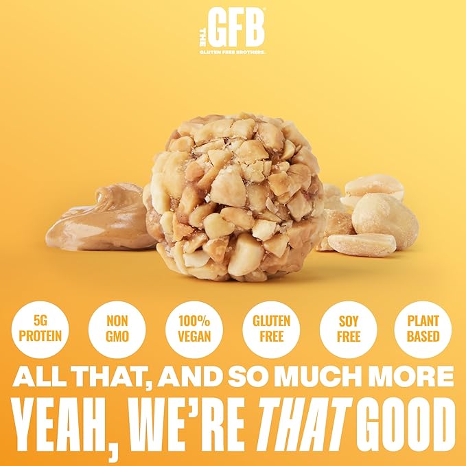 The GFB, Peanut Butter Protein Bites - Gluten Free Protein Balls – Non GMO, Soy Free, Vegan - Snack Size Plant Based Energy Balls, 4 oz (1 Count)