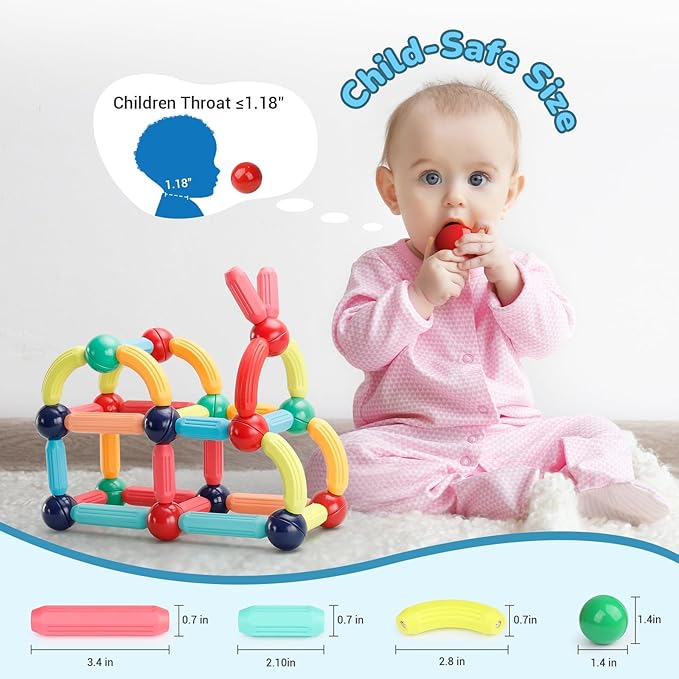 Magnetic Building Blocks - STEM Learning Toys for Kids 3+, Montessori Sensory Toys with Stronger Magnets, Creative Construction Kit Gift for Boys & Girls