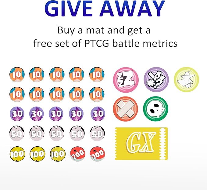 Playmat for Trading Card Game – 2-Player Trainer Mat with 31 Damage Counters and Professional Storage Bag