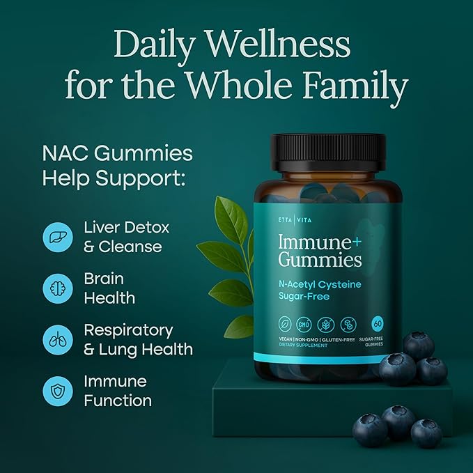 World's First Sugar-Free NAC Gummies, N-Acetyl Cysteine Supplement (MCT-Oil Coated for Absorption) NAC Supplement for Respiratory Health, Liver Detox & Cleanse, Kidney, Antioxidant Support, Vegan 60ct