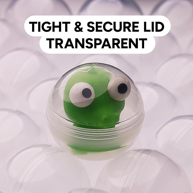 Entervending Empty Clear-Colored Round Capsules 2 inch 25 pcs Bulk 7 Colors Capsule for Toy Gumball Machines Plastic Containers Surprise for Kids Party